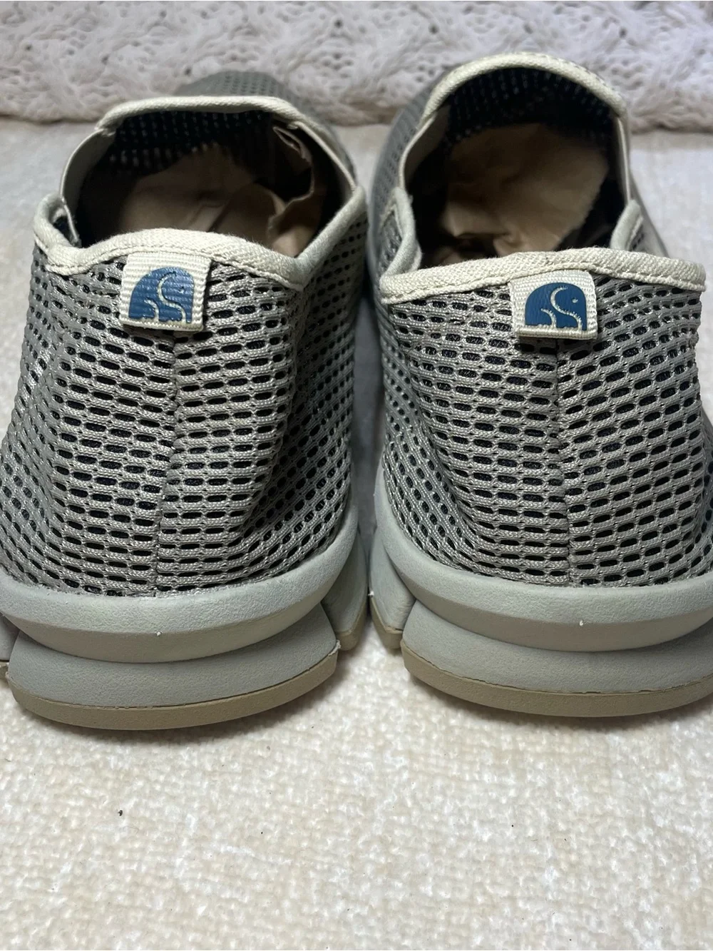No Sox Deer Stags Men's Slip-On Mesh Light Gray and Cream size 12
